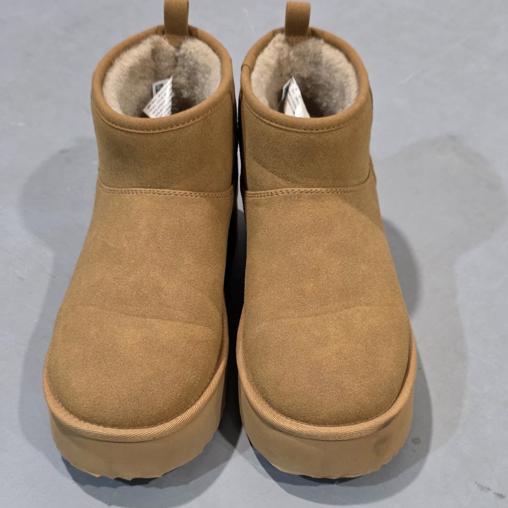 American Eagle "Hangout Booties" Tan Sherpa Fur Women's 7.5 - Picture 7 of 10